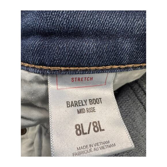 Express Stretch Barely Boot Mid Rise 8L Long Blue Denim Jeans - Picture 4 of 8